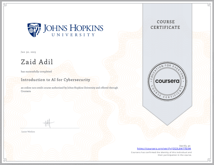 Introduction to AI for Cybersecurity